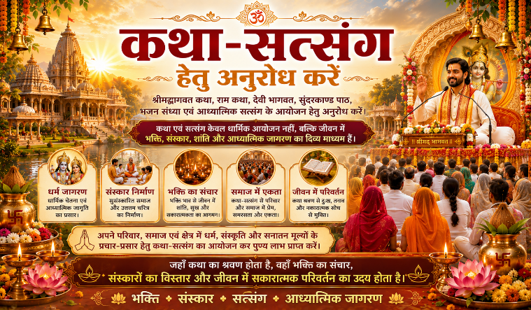 कथा-सत्संग हेतु अनुरोध करें